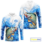 Crappie Fishing Shirts Hooded, Ice Fishing Long Sleeve Shirt, Crappie Fishing Apparel