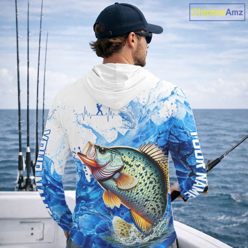 Crappie Fishing Shirts Hooded, Ice Fishing Long Sleeve Shirt, Crappie Fishing Apparel