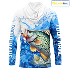 Crappie Fishing Shirts Hooded, Ice Fishing Long Sleeve Shirt, Crappie Fishing Apparel