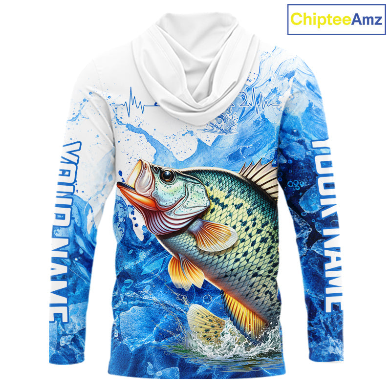 Crappie Fishing Shirts Hooded, Ice Fishing Long Sleeve Shirt, Crappie Fishing Apparel
