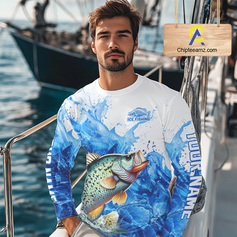 Crappie Fishing Shirt, Ice Fishing Long Sleeve Shirt, Crappie Fishing Apparel