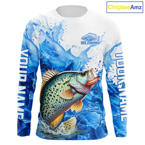 Crappie Fishing Shirt, Ice Fishing Long Sleeve Shirt, Crappie Fishing Apparel