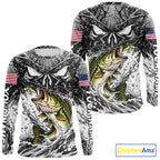 Jumping Bass Catch Lure Fishing Shirt Long Sleeve Personalized Monster Eyes Splash Gray Water Outdoor Apparel