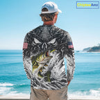 Jumping Bass Catch Lure Fishing Shirt Long Sleeve Personalized Monster Eyes Splash Gray Water Outdoor Apparel