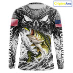 Jumping Bass Catch Lure Fishing Shirt Long Sleeve Personalized Monster Eyes Splash Gray Water Outdoor Apparel