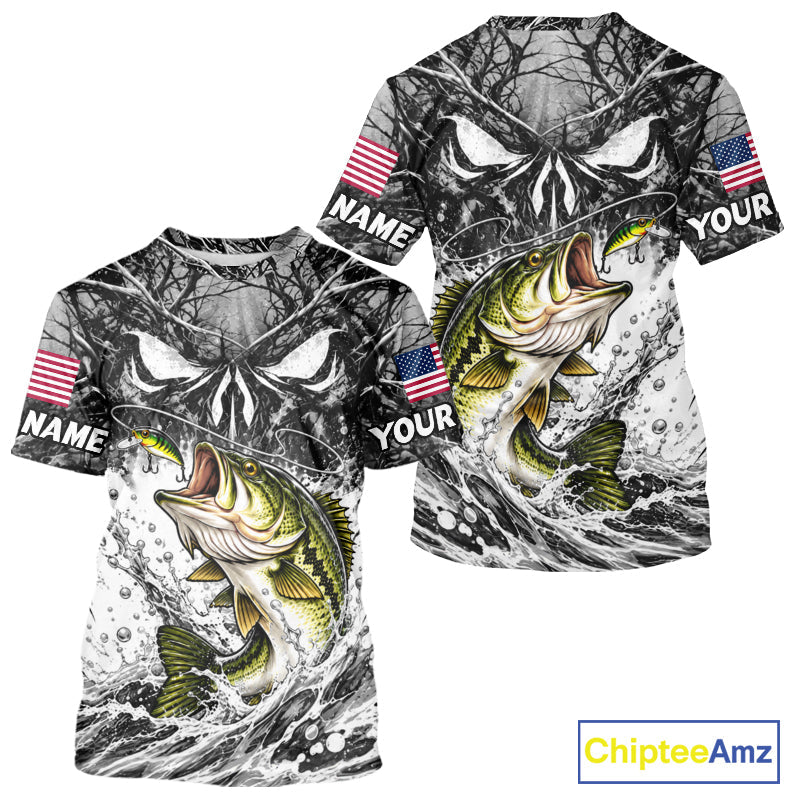Jumping Bass Catch Lure Fishing Shirt Short Sleeve Personalized Monster Eyes Splash Gray Water Outdoor Apparel