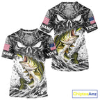 Jumping Bass Catch Lure Fishing Shirt Short Sleeve Personalized Monster Eyes Splash Gray Water Outdoor Apparel