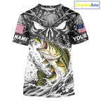 Jumping Bass Catch Lure Fishing Shirt Short Sleeve Personalized Monster Eyes Splash Gray Water Outdoor Apparel