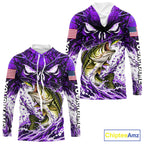 Jumping Bass Catch Lure Hooded Fishing Shirt Personalized Monster Eyes Splash Purple Water Outdoor Apparel