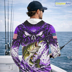 Jumping Bass Catch Lure Hooded Fishing Shirt Personalized Monster Eyes Splash Purple Water Outdoor Apparel