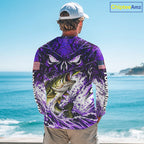Jumping Bass Catch Lure Fishing Shirt Long Sleeve Personalized Monster Eyes Splash Purple Water Outdoor Apparel