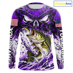 Jumping Bass Catch Lure Fishing Shirt Long Sleeve Personalized Monster Eyes Splash Purple Water Outdoor Apparel