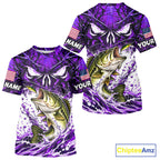 Jumping Bass Catch Lure Fishing Shirt Short Sleeve Personalized Monster Eyes Splash Purple Water Outdoor Apparel
