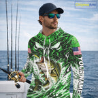 Jumping Bass Catch Lure Hooded Fishing Shirt Personalized Monster Eyes Splash Green Water Outdoor Apparel
