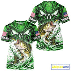 Jumping Bass Catch Lure Fishing Shirt Short Sleeve Personalized Monster Eyes Splash Green Water Outdoor Apparel