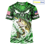 Jumping Bass Catch Lure Fishing Shirt Short Sleeve Personalized Monster Eyes Splash Green Water Outdoor Apparel