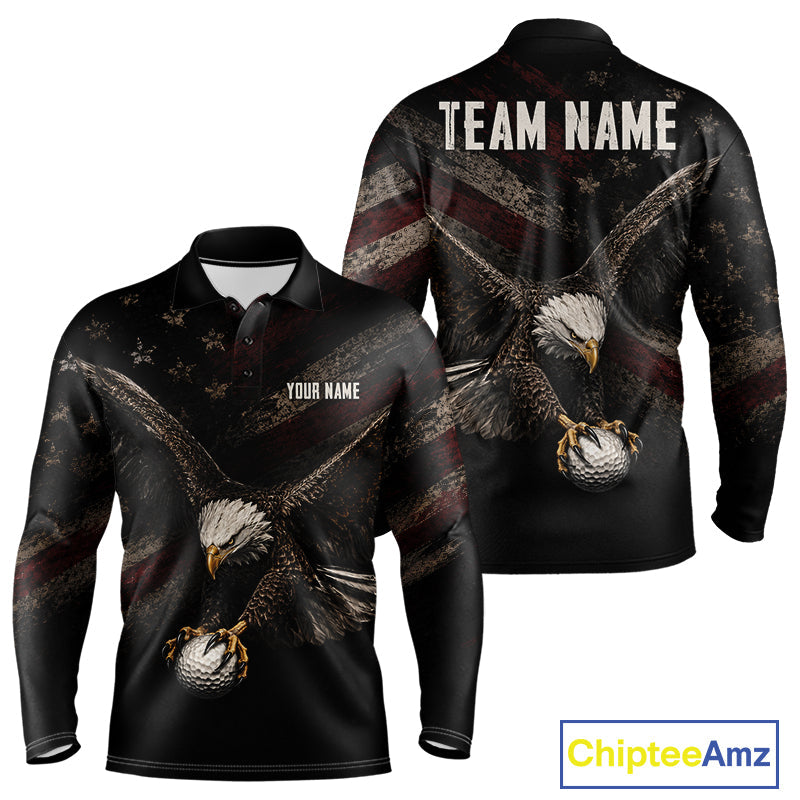 Eagle Golf Polo Shirt Personalized Golf Shirt American Eagle Custom Name Team Golf Outfit