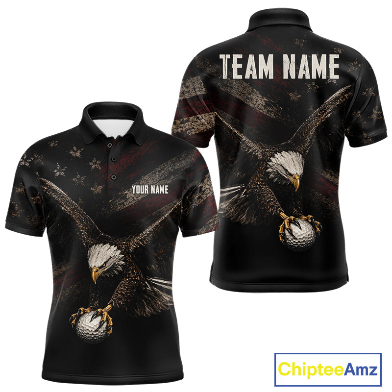 Eagle Golf Polo Shirt Personalized Golf Shirt American Eagle Custom Name Team Golf Outfit