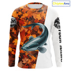 Autumn Catfish Fishing Shirt, Fall Catfish Long Sleeve Fishing Jersey