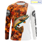 Autumn Brown Trout Fishing Shirt, Fall Trout Long Sleeve Fishing Jersey