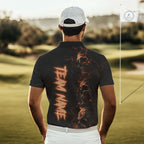 Personalized Skull Golf Top, Custom Golf Polo Shirt, Fiery Skull Golf Shirt, Golf Gift
