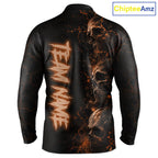 Personalized Skull Golf Top, Custom Golf Polo Shirt, Fiery Skull Golf Shirt, Golf Gift
