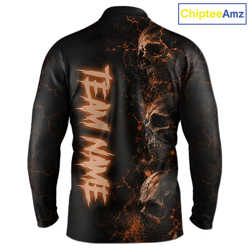 Personalized Skull Golf Top, Custom Golf Polo Shirt, Fiery Skull Golf Shirt, Golf Gift
