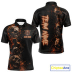 Personalized Skull Golf Top, Custom Golf Polo Shirt, Fiery Skull Golf Shirt, Golf Gift
