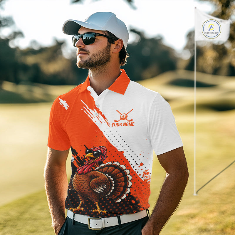 Personalized Turkey Golf Polo Shirt, Custom Thanksgiving Golf Shirt