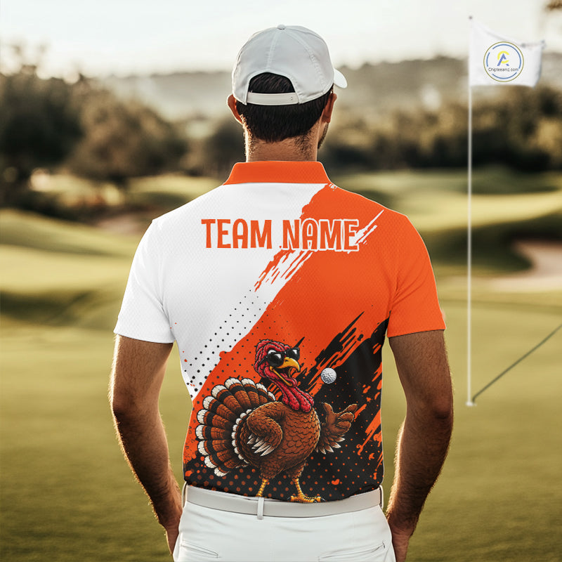 Personalized Turkey Golf Polo Shirt, Custom Thanksgiving Golf Shirt