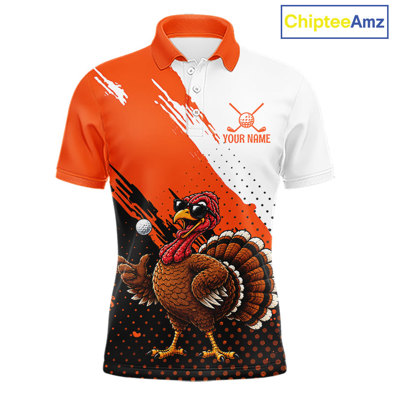 Personalized Turkey Golf Polo Shirt, Custom Thanksgiving Golf Shirt