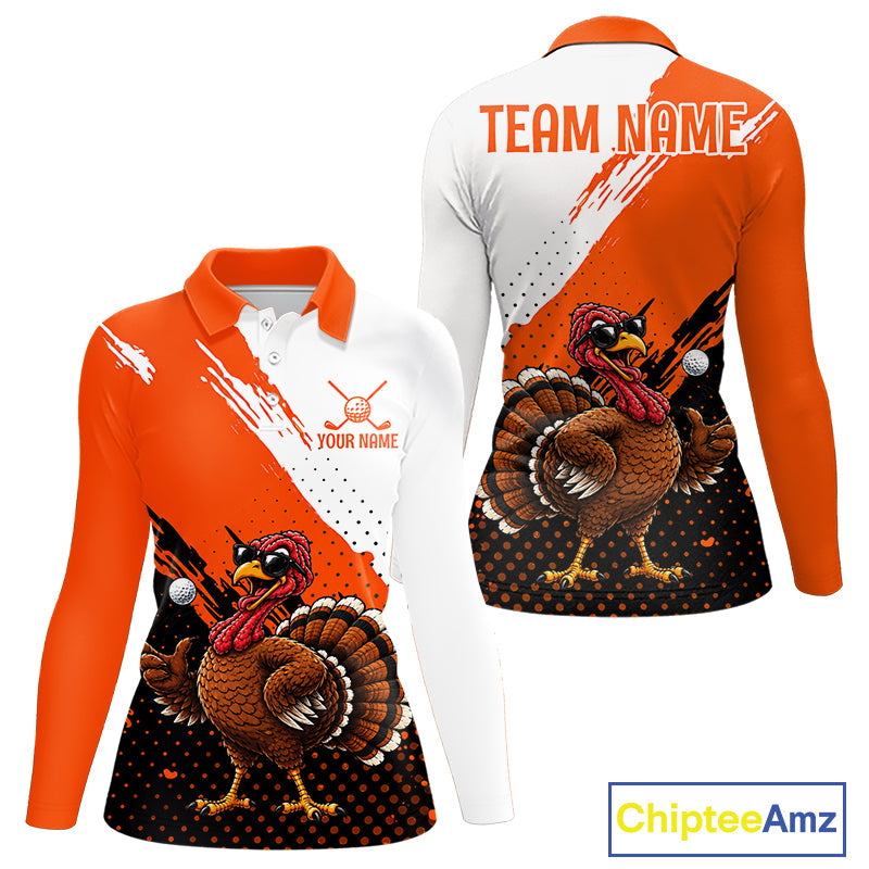Personalized Turkey Golf Polo Shirt, Custom Thanksgiving Golf Shirt
