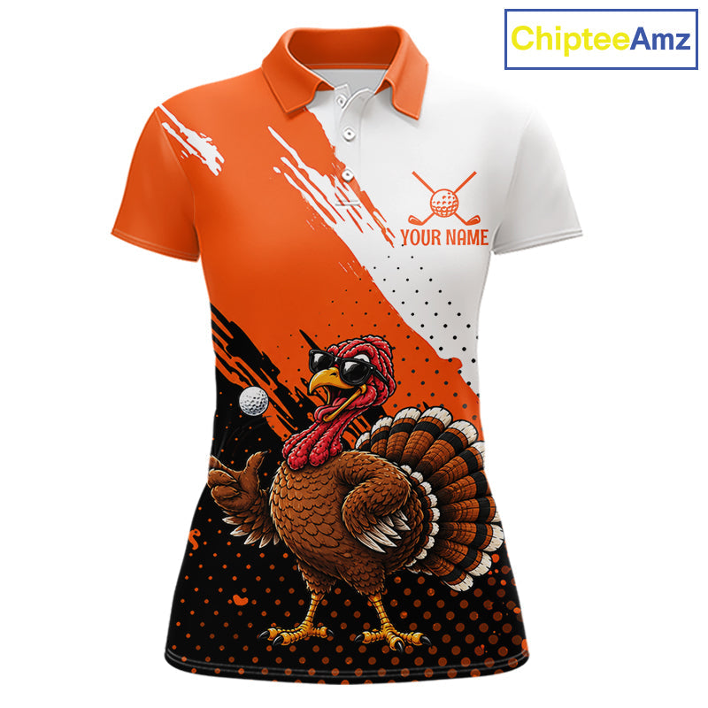 Personalized Turkey Golf Polo Shirt, Custom Thanksgiving Golf Shirt