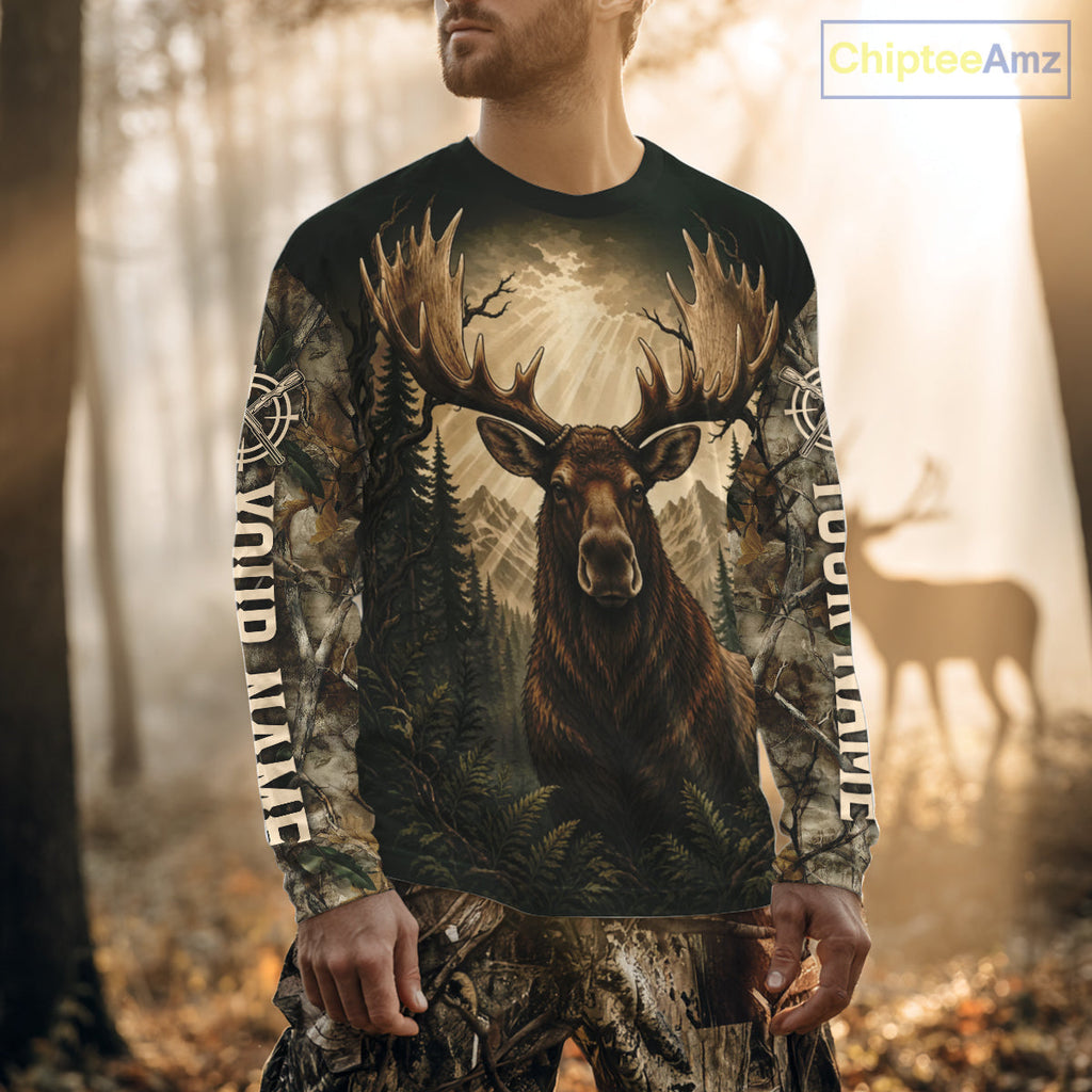 Best 's 3D Moose Hunting Shirt Forest Camouflage Apparel Gift For Hunter