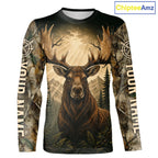 Best 's 3D Moose Hunting Shirt Forest Camouflage Apparel Gift For Hunter