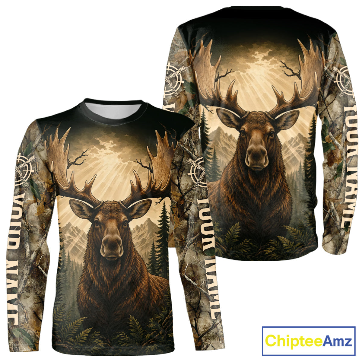 Best 's 3D Moose Hunting Shirt Forest Camouflage Apparel Gift For Hunter