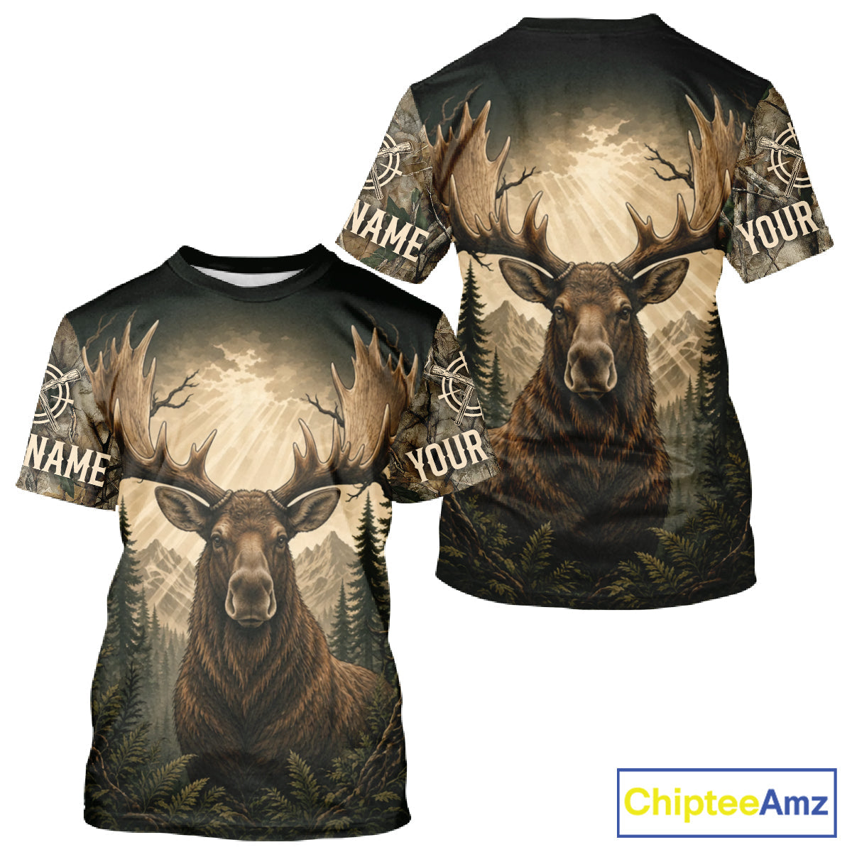 Best 's 3D Moose Hunting Shirt Forest Camouflage Apparel Gift For Hunter