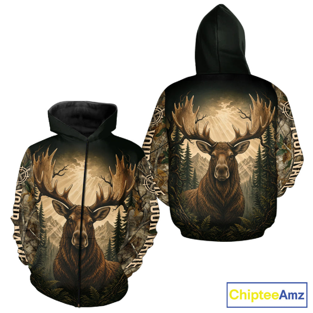 Best 's 3D Moose Hunting Shirt Forest Camouflage Apparel Gift For Hunter