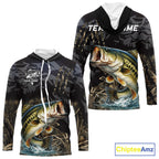 Hooded Largemouth Bass Fishing Jerseys, Custom Bass Performance Fishing Apparel