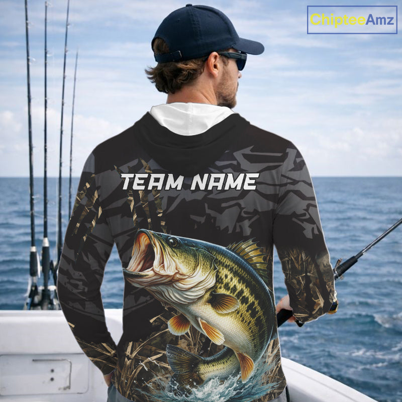 Hooded Largemouth Bass Fishing Jerseys, Custom Bass Performance Fishing Apparel