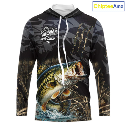 Hooded Largemouth Bass Fishing Jerseys, Custom Bass Performance Fishing Apparel