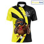 Funny Turkey Golfer Polo, Custom Name Team Golf Shirt, Golf Top