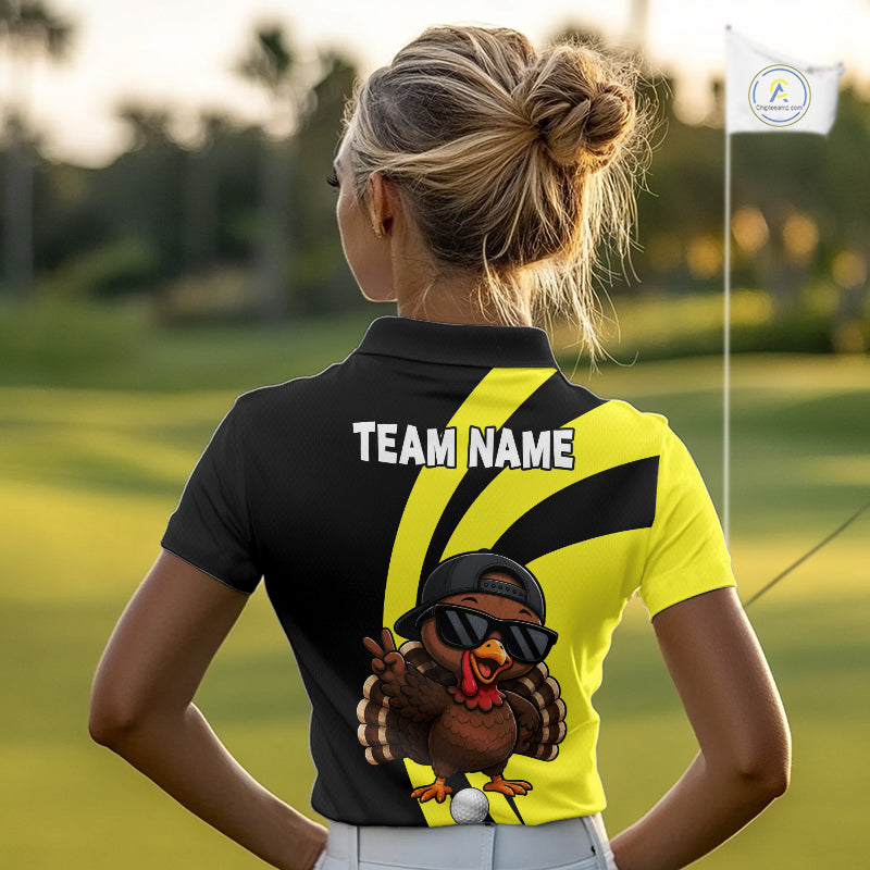 Funny Turkey Golfer Polo, Custom Name Team Golf Shirt, Golf Top