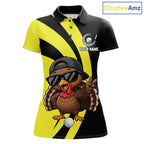 Funny Turkey Golfer Polo, Custom Name Team Golf Shirt, Golf Top