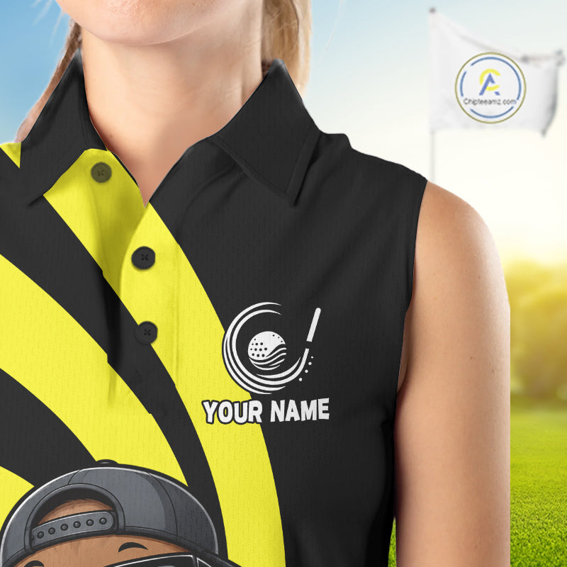 Funny Turkey Golfer Polo, Custom Name Team Sleeveless Golf Shirt, Golf Top