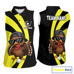 Funny Turkey Golfer Polo, Custom Name Team Sleeveless Golf Shirt, Golf Top