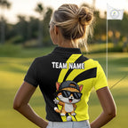 Funny Cat Golfer Polo, Custom Name Team Golf Shirt, Golf Top