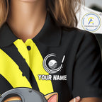Funny Cat Golfer Polo, Custom Name Team Golf Shirt, Golf Top