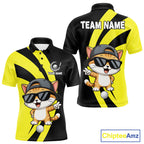 Funny Cat Golfer Polo, Custom Name Team Golf Shirt, Golf Top