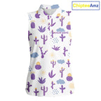 Custom Purple Cactus 's Sleeveless Golf Polo Shirt - Personalized Desert Pattern Performance Golf Jersey